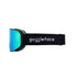 A pair of Straight Line snow goggles by Goggleface, featuring a blue-tinted lens and a black adjustable strap adorned with the "Goggleface" brand name embroidered in white. These goggles are designed for snow sports, offering eye protection and clear vision on the slopes.